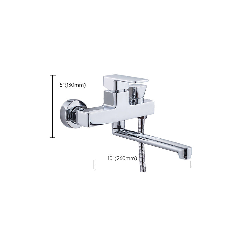 Avtoit | Chrome polished bathroom faucet wall-mounted with swivel spout and hand shower