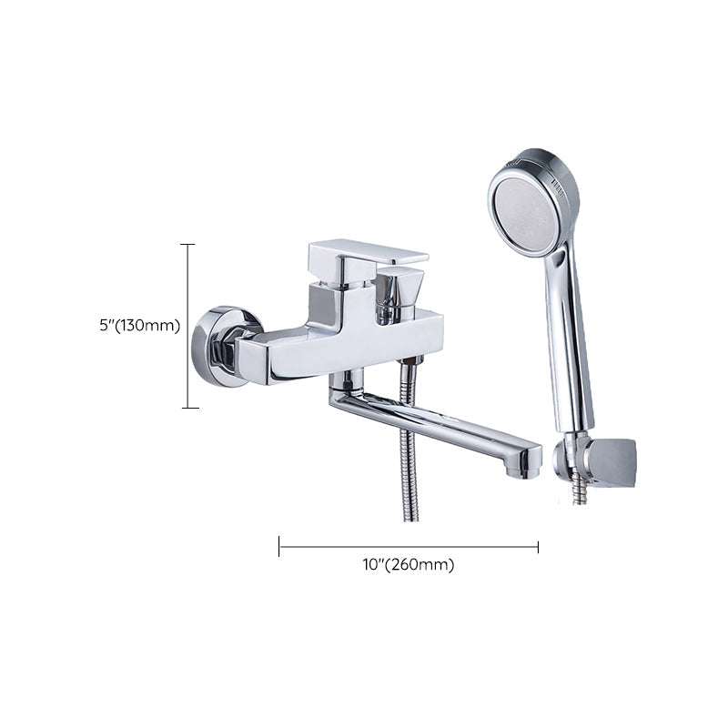 Avtoit | Chrome polished bathroom faucet wall-mounted with swivel spout and hand shower