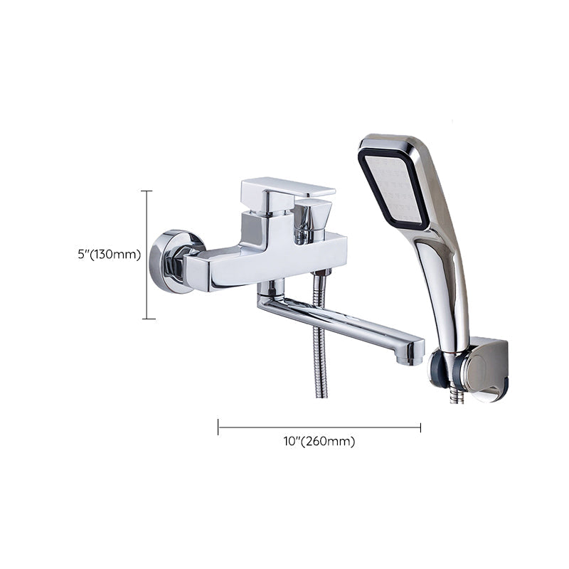 Avtoit | Chrome polished bathroom faucet wall-mounted with swivel spout and hand shower