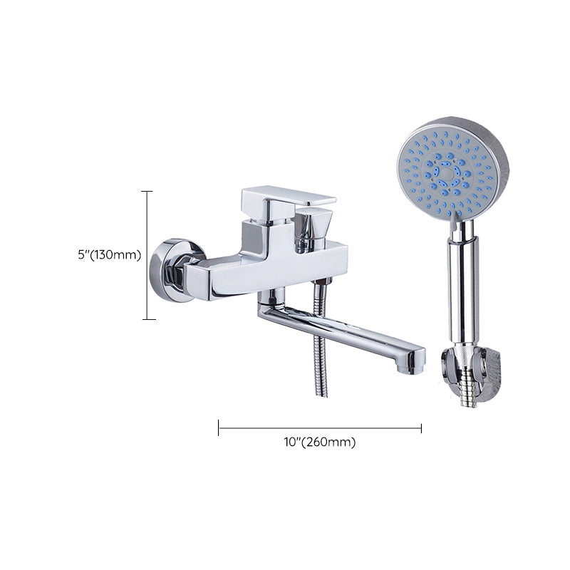Avtoit | Chrome polished bathroom faucet wall-mounted with swivel spout and hand shower