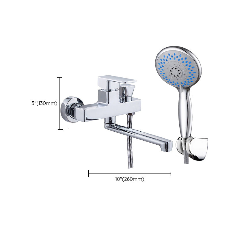 Avtoit | Chrome polished bathroom faucet wall-mounted with swivel spout and hand shower