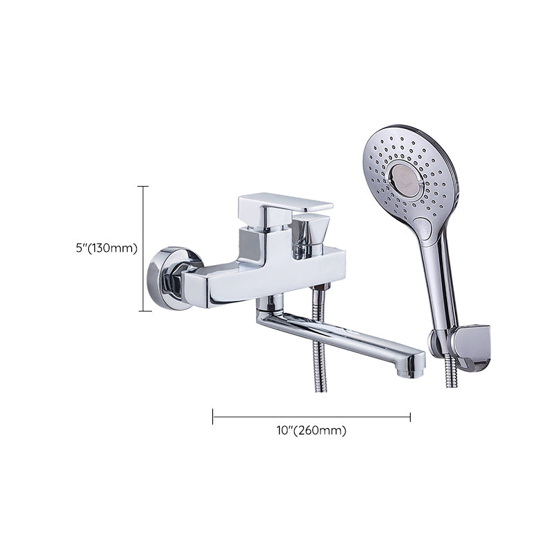 Avtoit | Chrome polished bathroom faucet wall-mounted with swivel spout and hand shower
