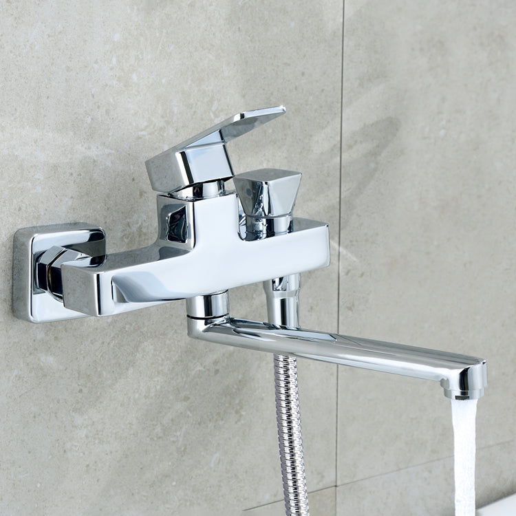 Avtoit | Wall Mounted Bathtub Faucet Trim Polished Chrome Swivel Spout with Hand Shower