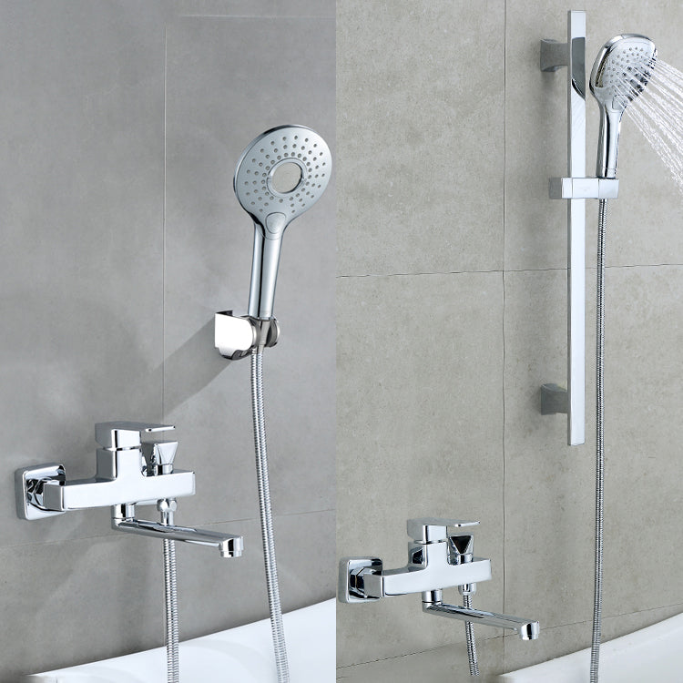 Avtoit | Wall Mounted Bathtub Faucet Trim Polished Chrome Swivel Spout with Hand Shower