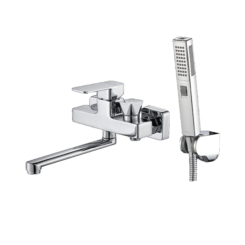 Avtoit | Wall Mounted Bathtub Faucet Trim Polished Chrome Swivel Spout with Hand Shower