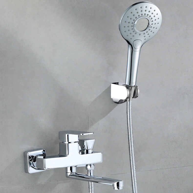 Avtoit | Wall Mounted Bathtub Faucet Trim Polished Chrome Swivel Spout with Hand Shower
