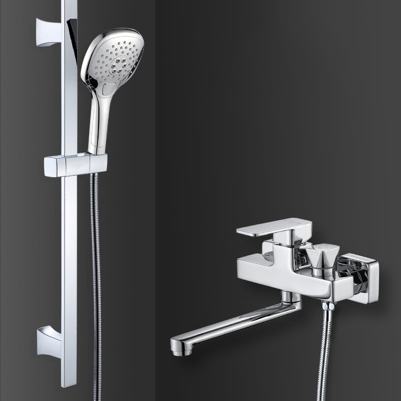 Avtoit | Wall Mounted Bathtub Faucet Trim Polished Chrome Swivel Spout with Hand Shower