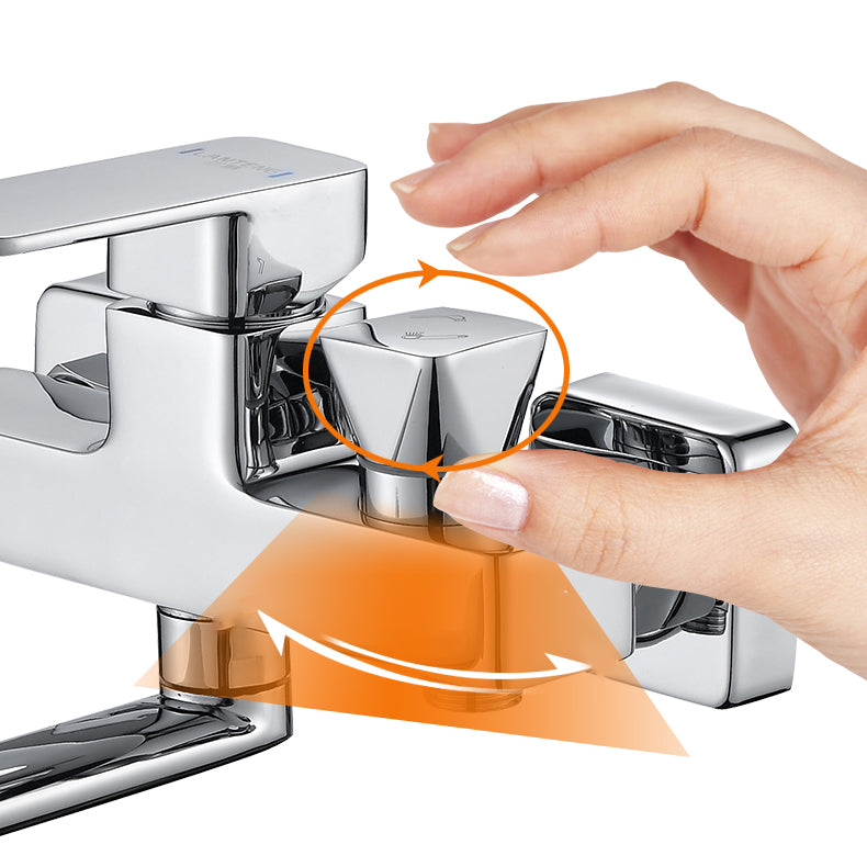 Avtoit | Wall Mounted Bathtub Faucet Trim Polished Chrome Swivel Spout with Hand Shower