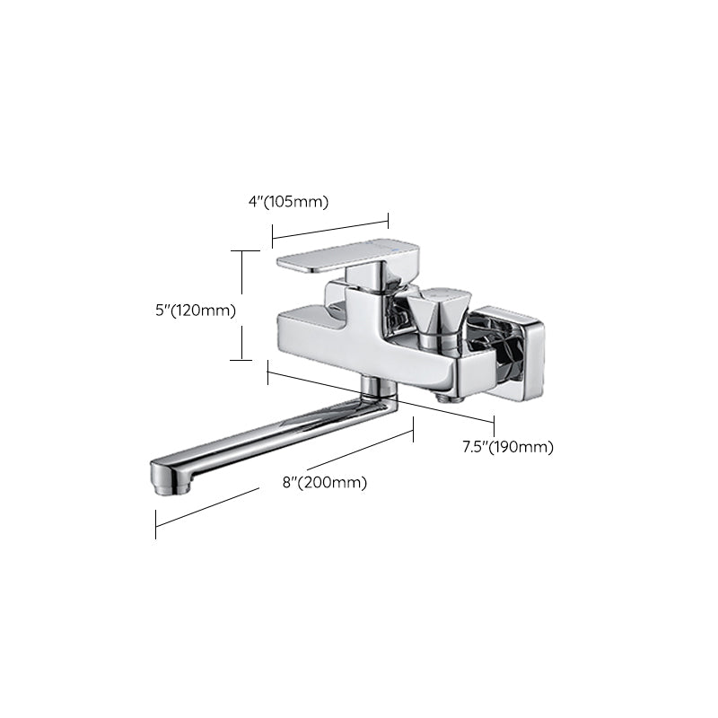 Avtoit | Wall Mounted Bathtub Faucet Trim Polished Chrome Swivel Spout with Hand Shower