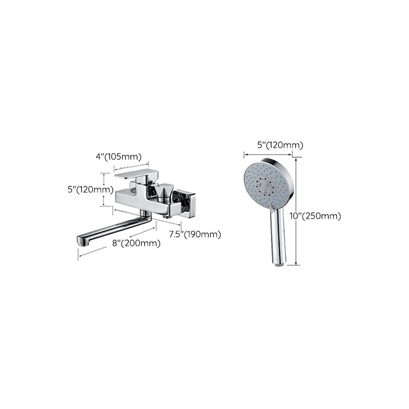 Avtoit | Wall Mounted Bathtub Faucet Trim Polished Chrome Swivel Spout with Hand Shower