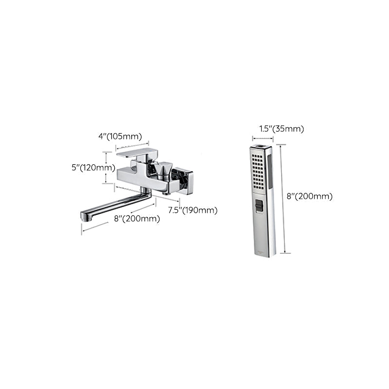 Avtoit | Wall Mounted Bathtub Faucet Trim Polished Chrome Swivel Spout with Hand Shower