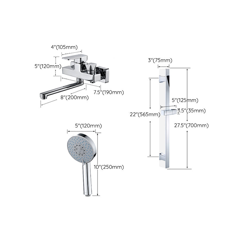Avtoit | Wall Mounted Bathtub Faucet Trim Polished Chrome Swivel Spout with Hand Shower