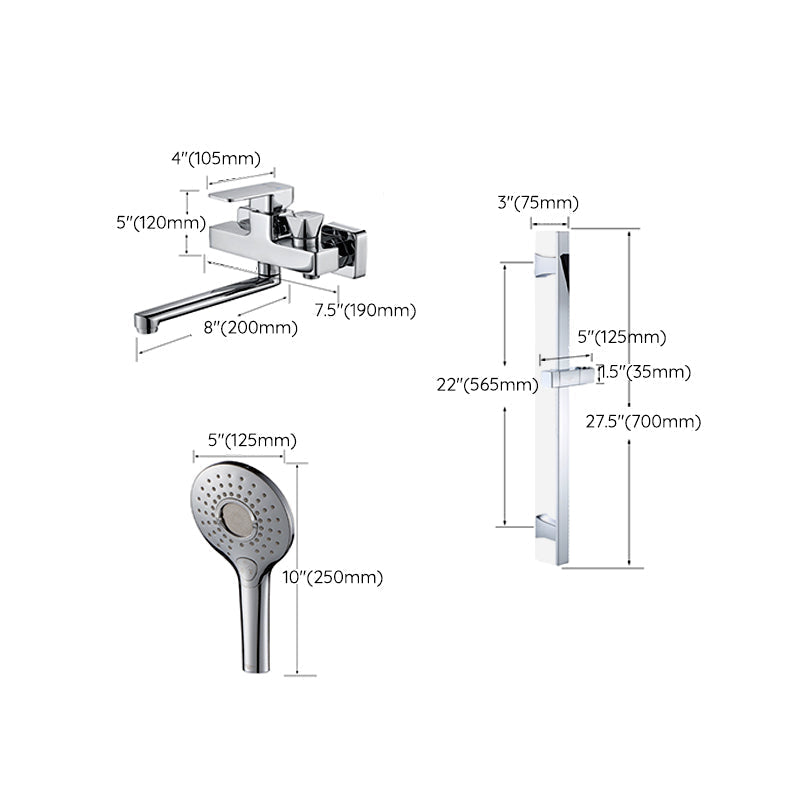 Avtoit | Wall Mounted Bathtub Faucet Trim Polished Chrome Swivel Spout with Hand Shower