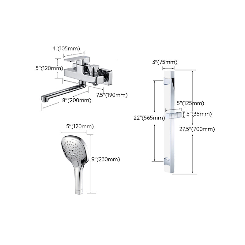 Avtoit | Wall Mounted Bathtub Faucet Trim Polished Chrome Swivel Spout with Hand Shower