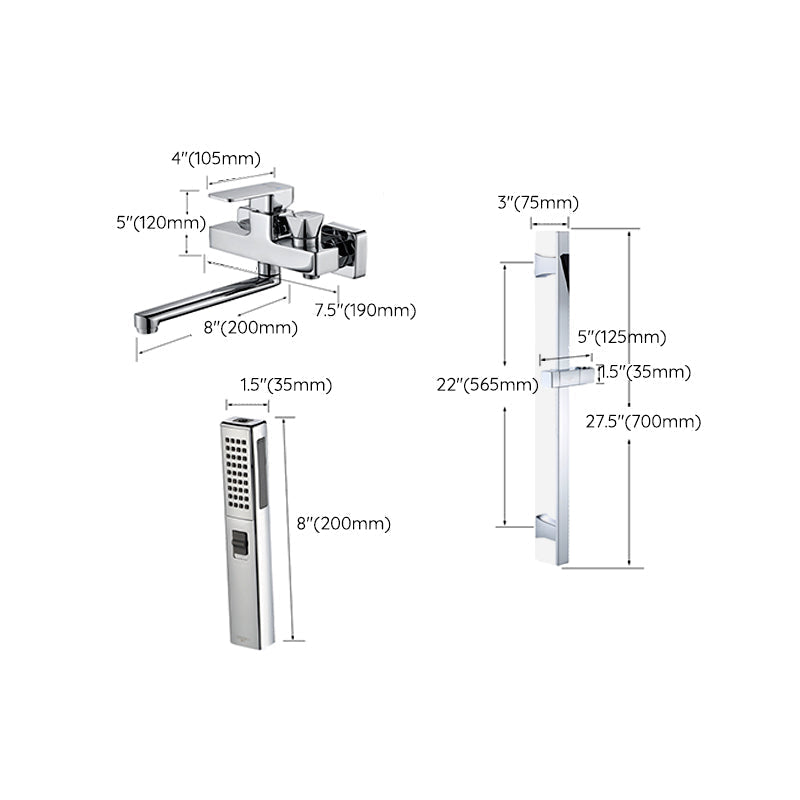 Avtoit | Wall Mounted Bathtub Faucet Trim Polished Chrome Swivel Spout with Hand Shower