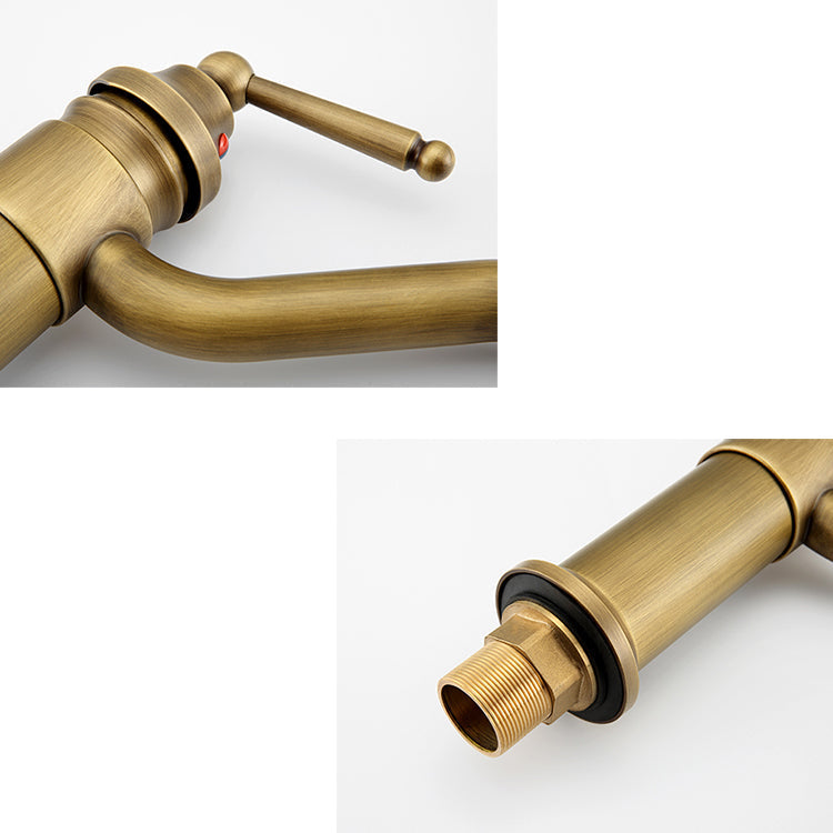 Avtoit | Brass Bathroom Vessel Sink Faucet Single Handle Round Basin Faucet with Water Hose