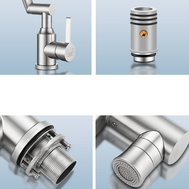 Avtoit | Swiveling Outlet Vessel Sink Faucet Stainless Steel Lever Handle Sink Faucet with Water Hose