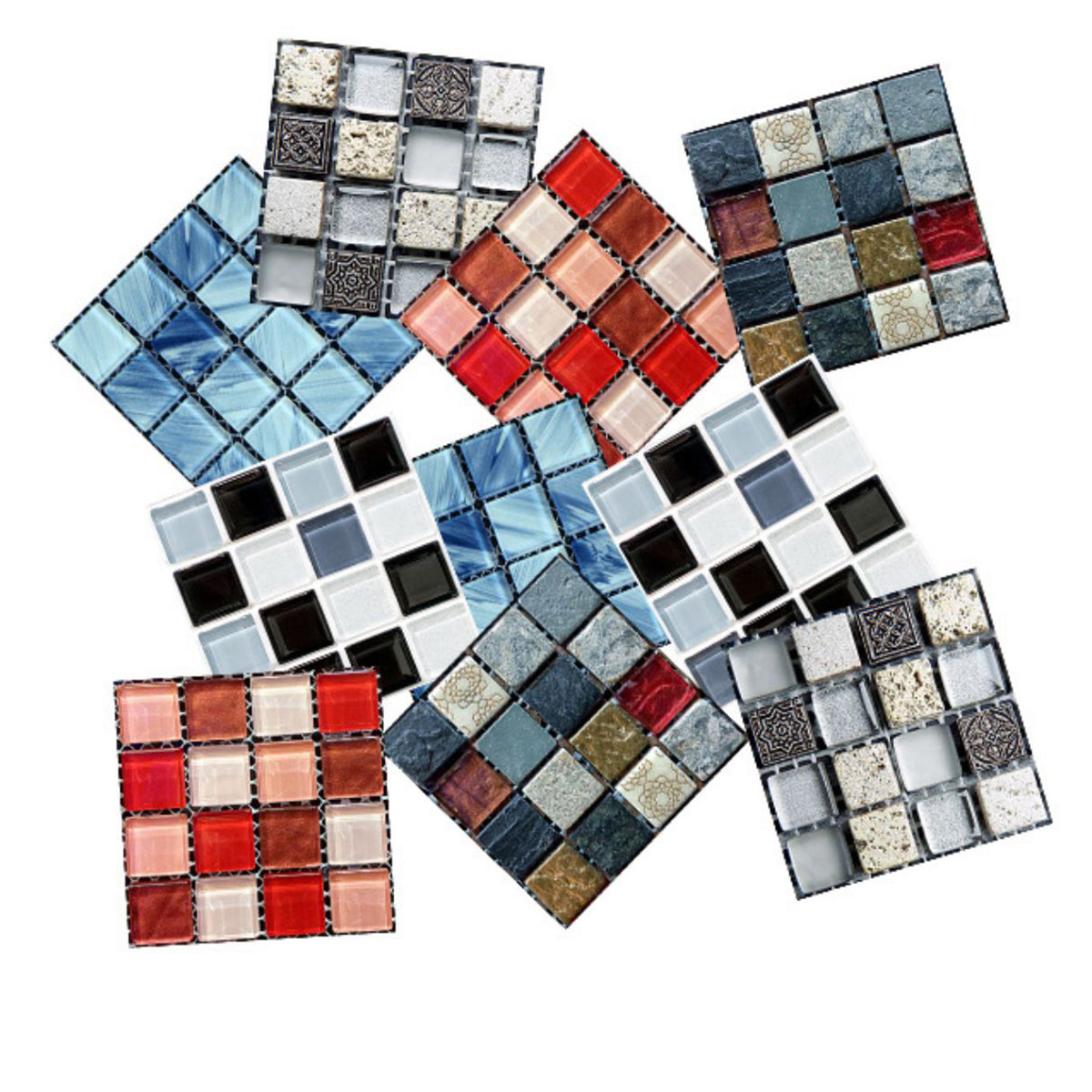 Avtoit | Pattern Color Stone Peel and Stick Mosaic Tile Peel and Stick Tiles Set of 20