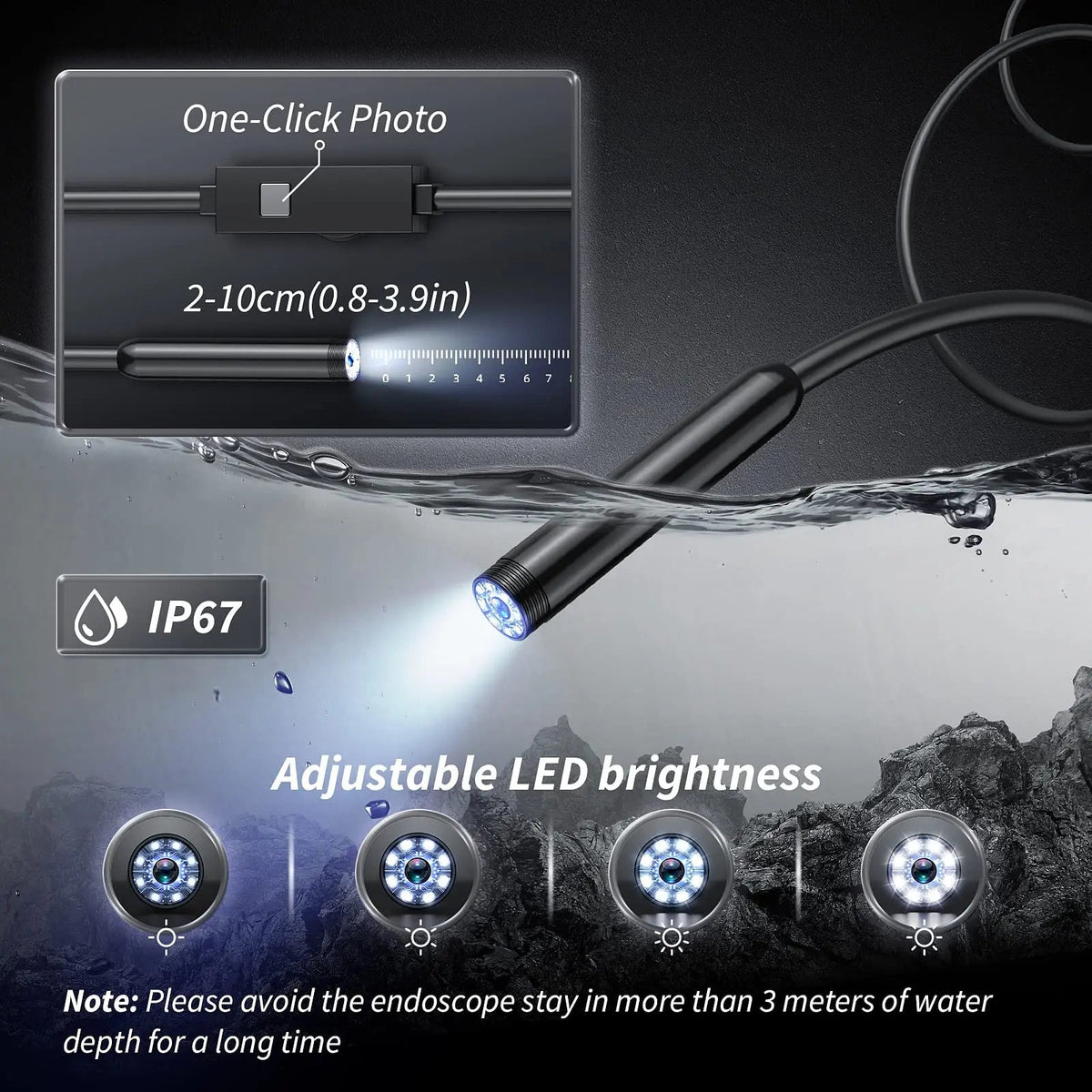 Avtoit | HD Inspection Endoscope Camera – Waterproof with Adjustable LED Light