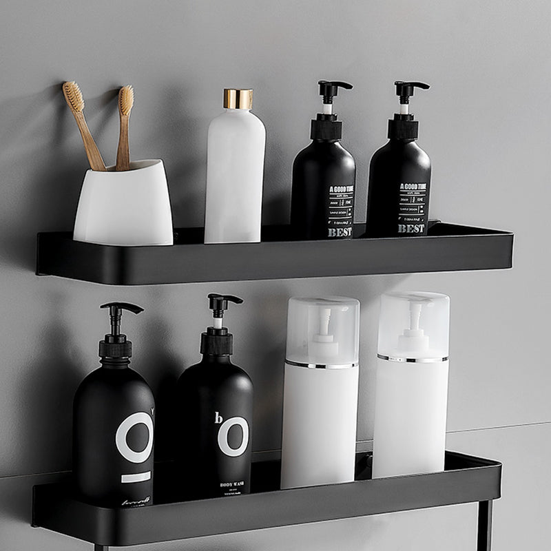 Avtoit | Matt Black Bathroom Set Modern 1/2 - Piece Stainless Steel Bath Rack