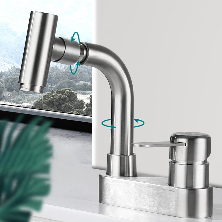 Avtoit | Center set bathroom faucet stainless steel lever handle 2 holes swivel sink faucet