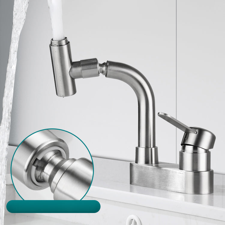 Avtoit | Center set bathroom faucet stainless steel lever handle 2 holes swivel sink faucet