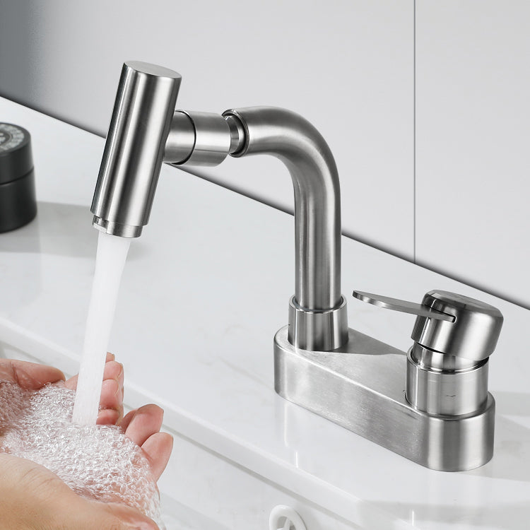 Avtoit | Center set bathroom faucet stainless steel lever handle 2 holes swivel sink faucet