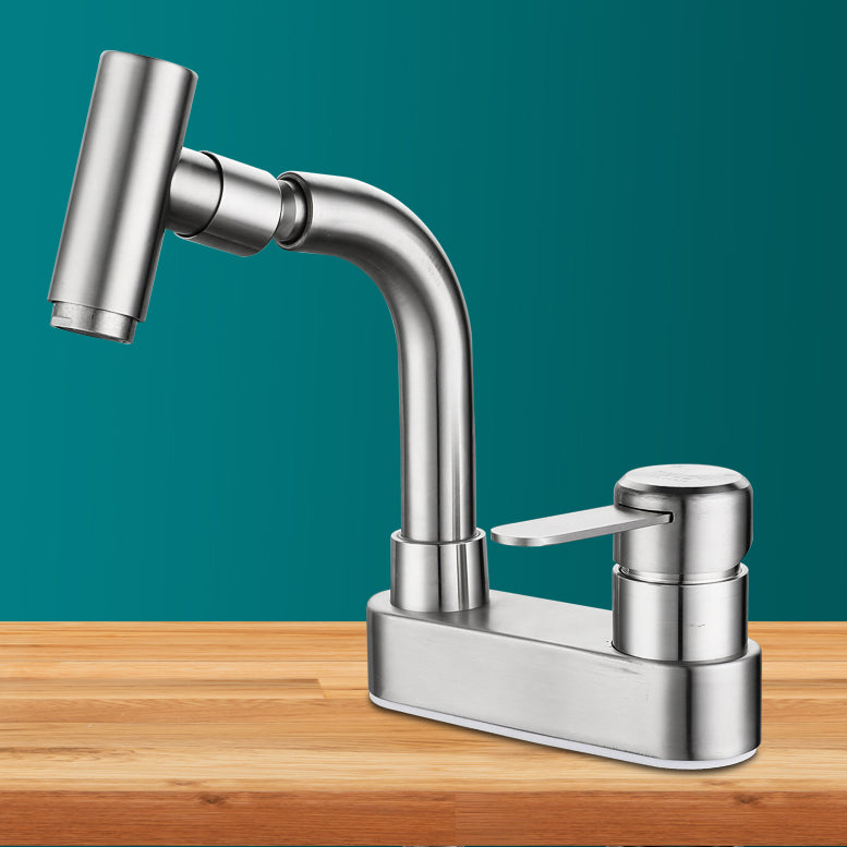 Avtoit | Center set bathroom faucet stainless steel lever handle 2 holes swivel sink faucet
