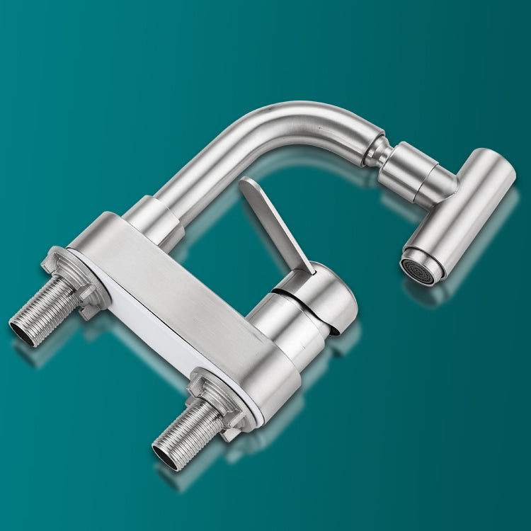 Avtoit | Center set bathroom faucet stainless steel lever handle 2 holes swivel sink faucet