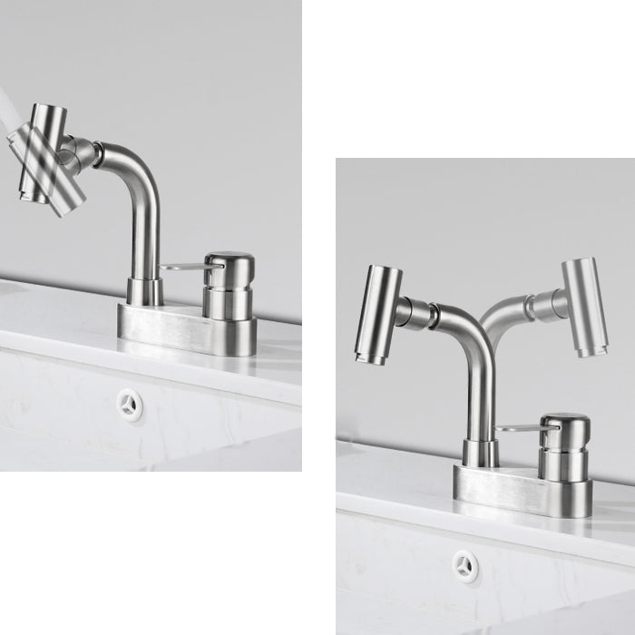 Avtoit | Center set bathroom faucet stainless steel lever handle 2 holes swivel sink faucet