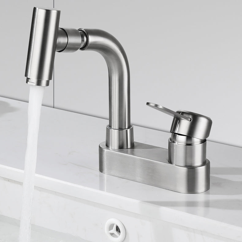 Avtoit | Center set bathroom faucet stainless steel lever handle 2 holes swivel sink faucet
