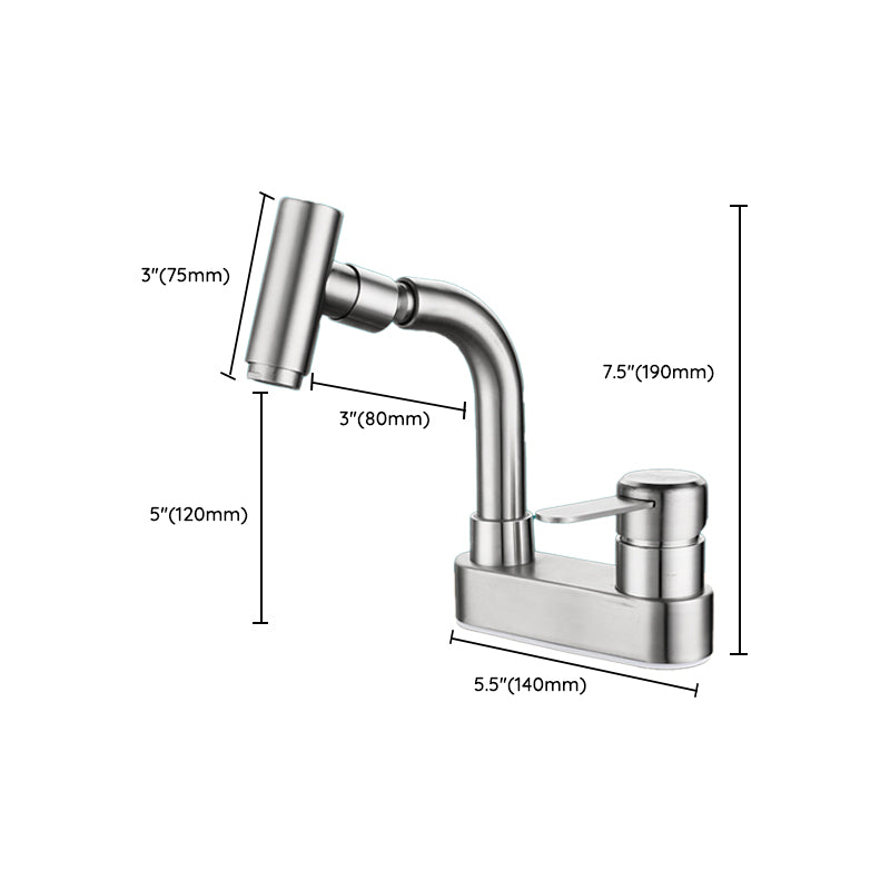 Avtoit | Center set bathroom faucet stainless steel lever handle 2 holes swivel sink faucet