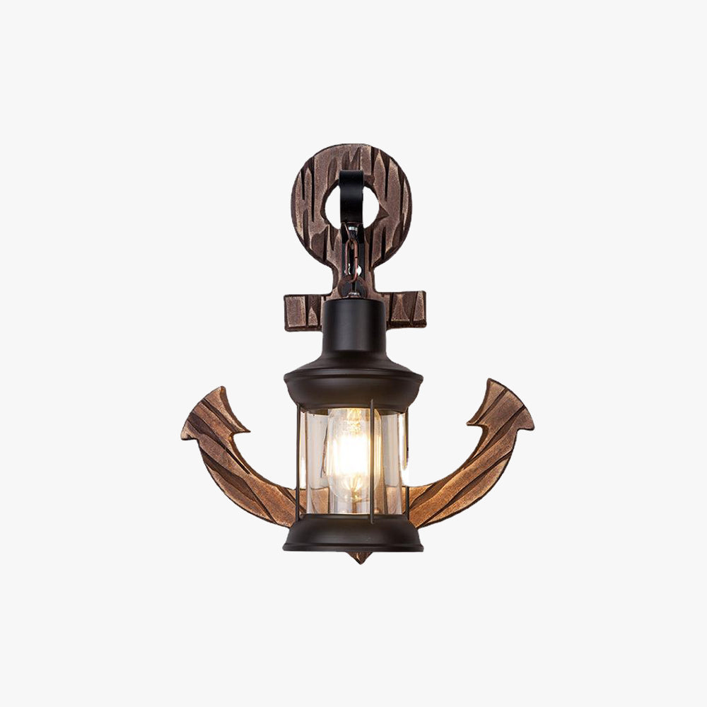 Avtoit | Vintage Anchor LED Wall Light - Industrial Metal & Wood for Dining Room/Living Room
