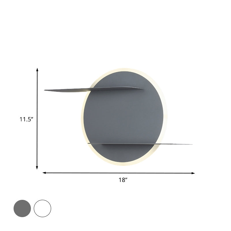 Avtoit | White/Grey Round Wall-Mounted Lamp Contemporary Acrylic LED Wall Light with Support for Bedroom