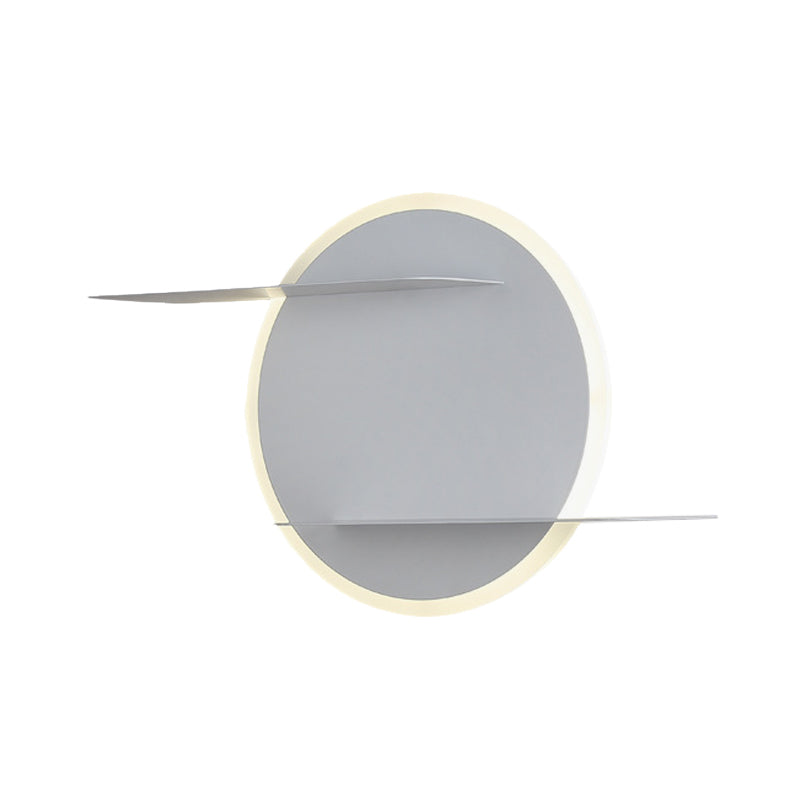 Avtoit | White/Grey Round Wall-Mounted Lamp Contemporary Acrylic LED Wall Light with Support for Bedroom