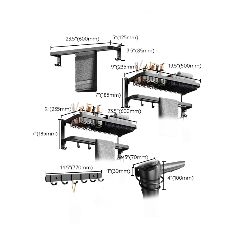 Avtoit | Minimalist black bathroom accessory set paper holder towel bar bath hardware set