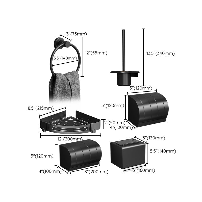 Avtoit | Minimalist black bathroom accessory set paper holder towel bar bath hardware set