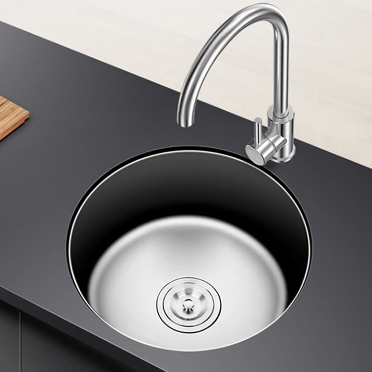 Avtoit | Round Single Bowl Kitchen Sink Stainless Steel Sink with Drain Strainer Set