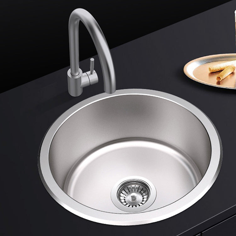 Avtoit | Round Single Bowl Kitchen Sink Stainless Steel Sink with Drain Strainer Set