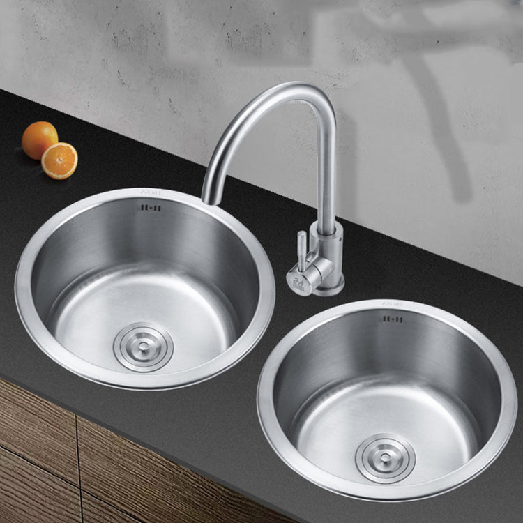 Avtoit | Round Single Bowl Kitchen Sink Stainless Steel Sink with Drain Strainer Set