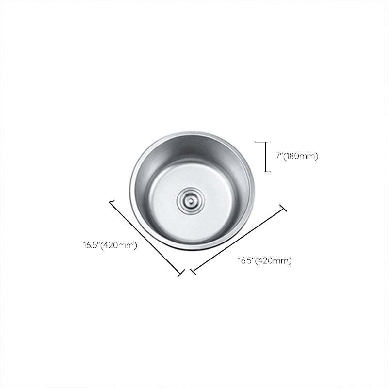 Avtoit | Round Single Bowl Kitchen Sink Stainless Steel Sink with Drain Strainer Set