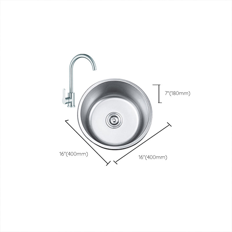 Avtoit | Round Single Bowl Kitchen Sink Stainless Steel Sink with Drain Strainer Set