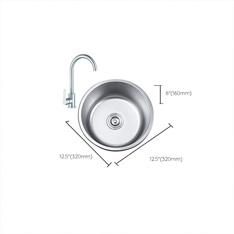 Avtoit | Round Single Bowl Kitchen Sink Stainless Steel Sink with Drain Strainer Set