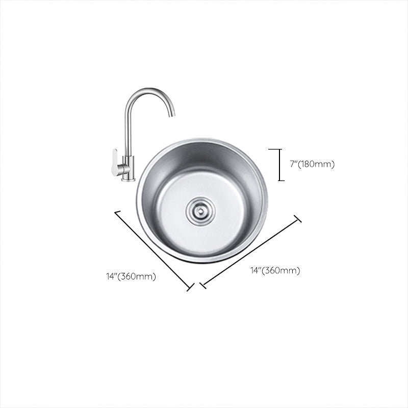 Avtoit | Round Single Bowl Kitchen Sink Stainless Steel Sink with Drain Strainer Set