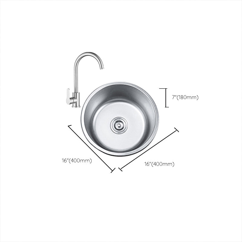 Avtoit | Round Single Bowl Kitchen Sink Stainless Steel Sink with Drain Strainer Set