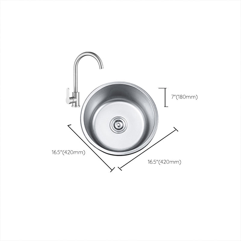Avtoit | Round Single Bowl Kitchen Sink Stainless Steel Sink with Drain Strainer Set