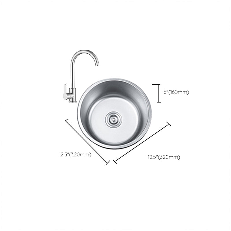 Avtoit | Round Single Bowl Kitchen Sink Stainless Steel Sink with Drain Strainer Set