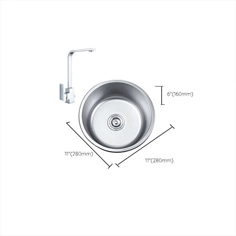 Avtoit | Round Single Bowl Kitchen Sink Stainless Steel Sink with Drain Strainer Set