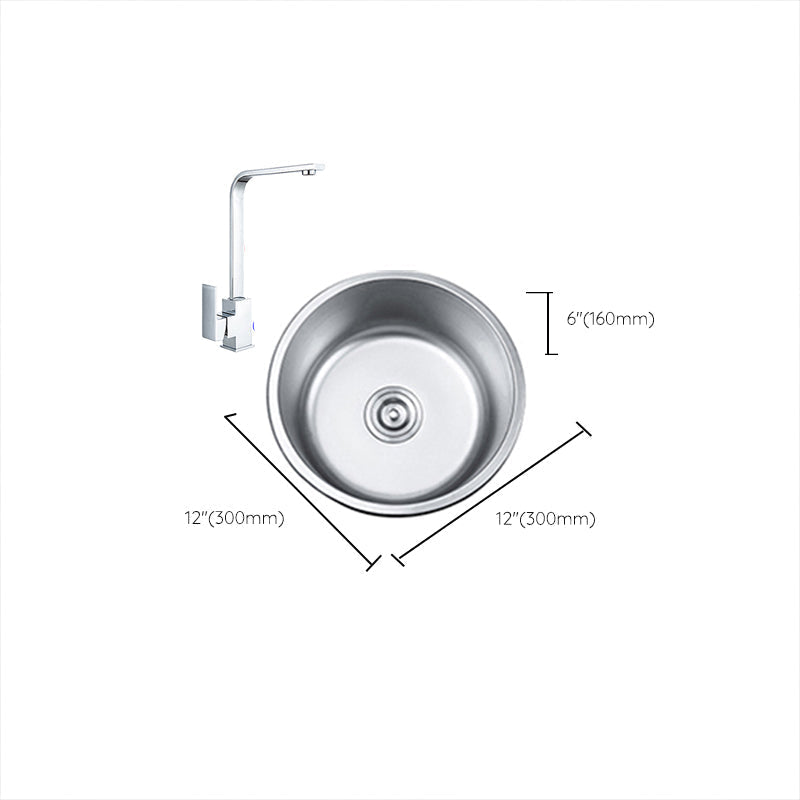 Avtoit | Round Single Bowl Kitchen Sink Stainless Steel Sink with Drain Strainer Set