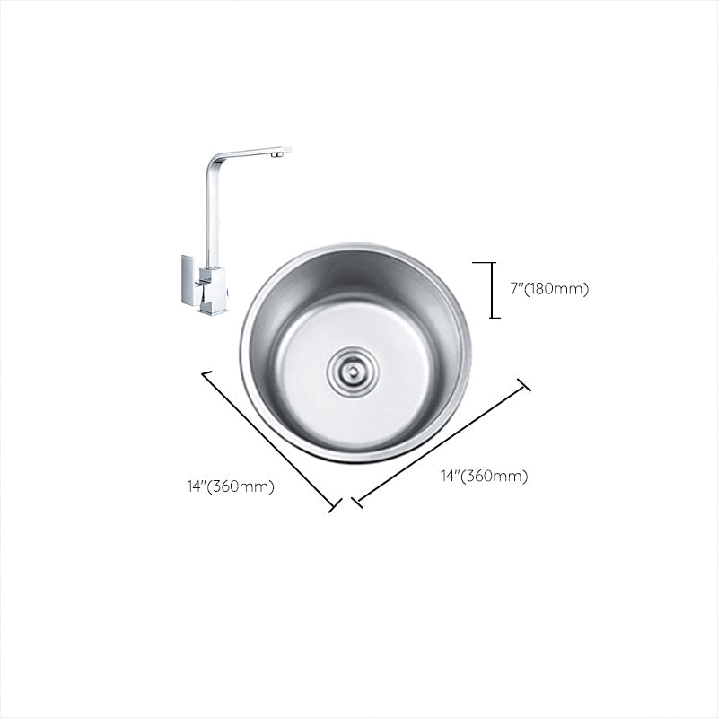 Avtoit | Round Single Bowl Kitchen Sink Stainless Steel Sink with Drain Strainer Set
